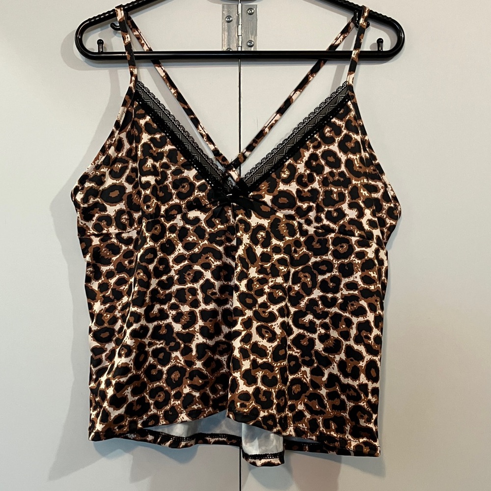 NWOT Leopard Print Satin Camisole & Sleep Shorts Set
